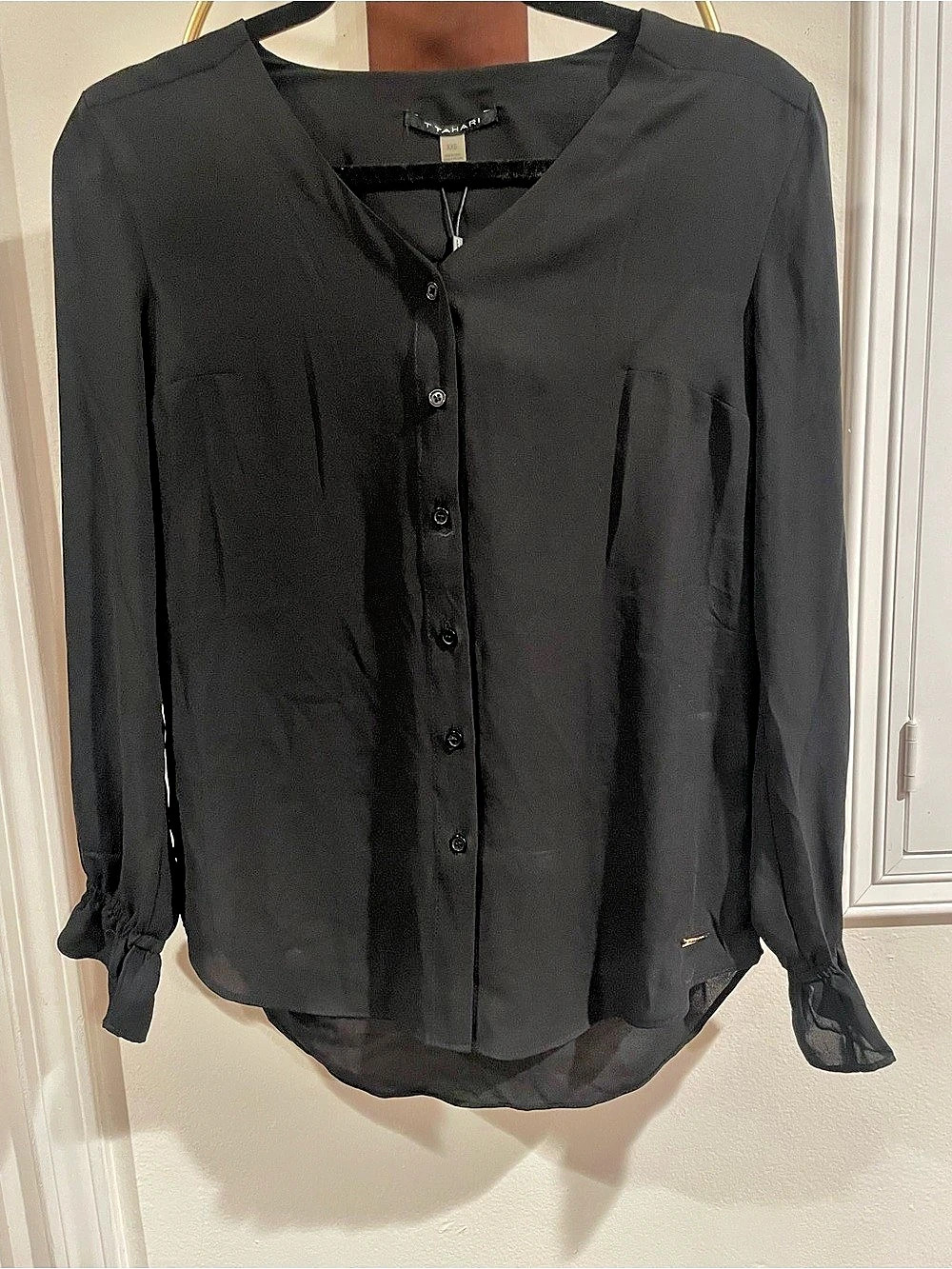 Tahari Black Blouse Size XXS NWT
